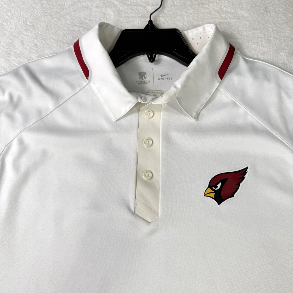 Nike Arizona Cardinals ON Field Apparel NFL Polo Shirt Dri-fit White Men's XL